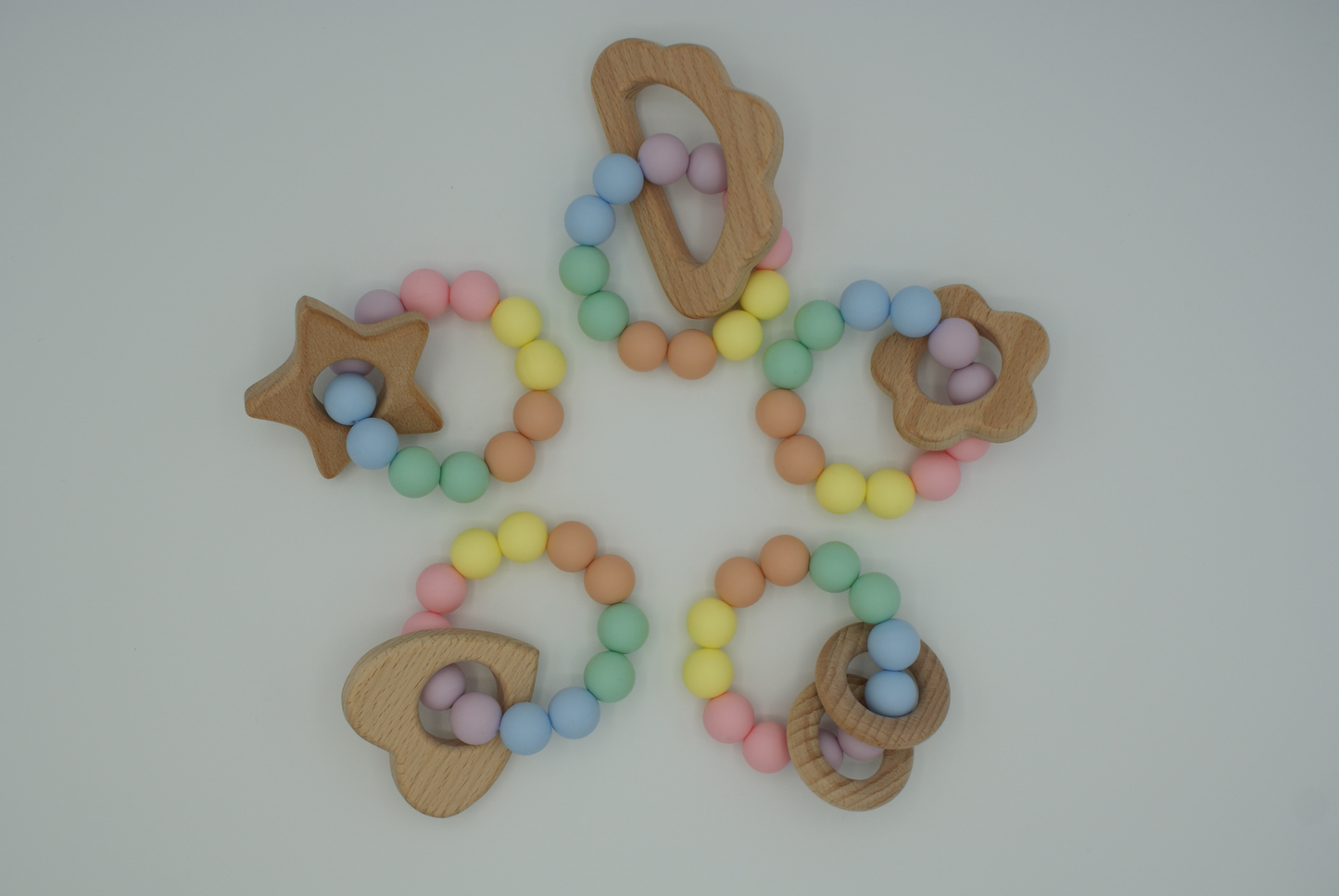 Rainbow Teething Ring with Bamboo Cloud