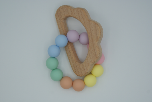 Rainbow Teething Ring with Bamboo Cloud