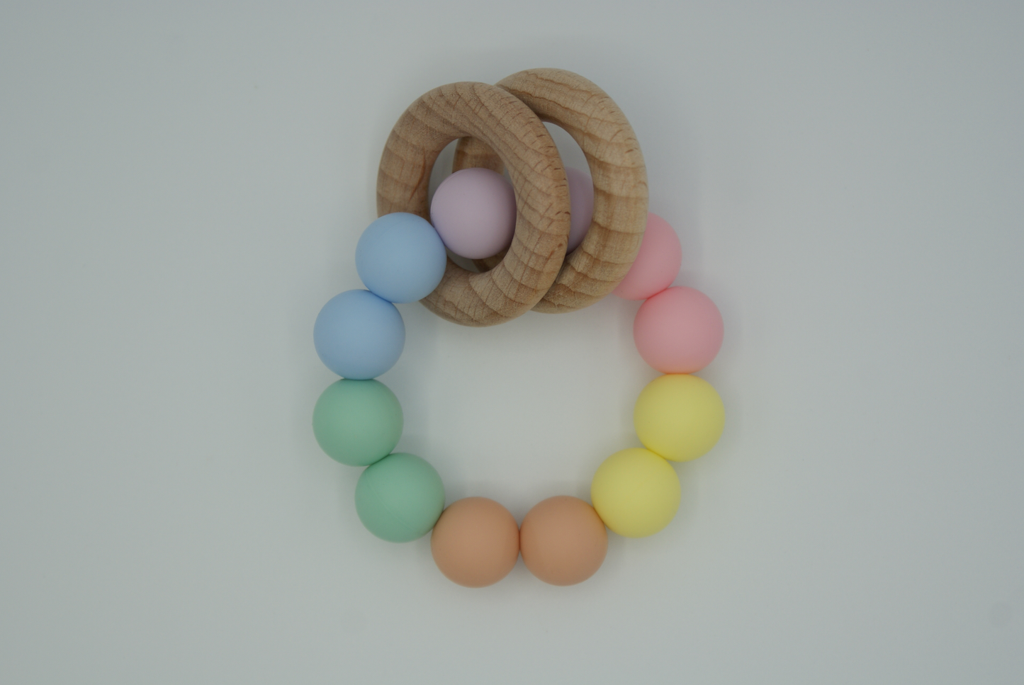 Rainbow Teething Ring with Bamboo Circle